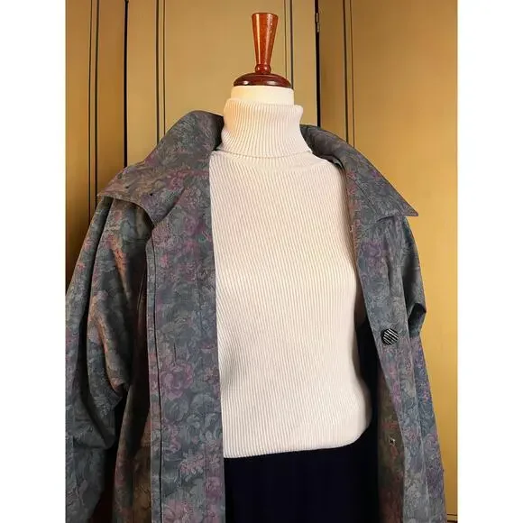 Vintage London Fog rain coat with flowers, size 10P - Picture 5 of 11